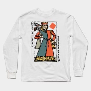 Character of Playing Card Queen of Diamonds Long Sleeve T-Shirt